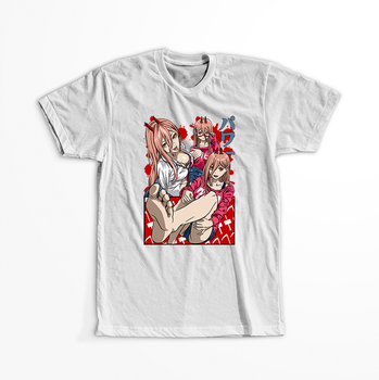 Koszulka Biała  Chainsaw Man WYBIERZ KOLOR KOSZULKI I FASON