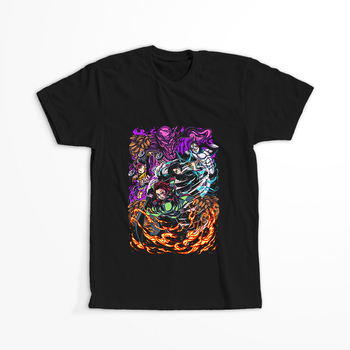 Koszulka Czarna Demon Slayer / Kimetsu no Yaiba / Miecz zabójcy demonów - WYBIERZ KOLOR KOSZULKI I FASON