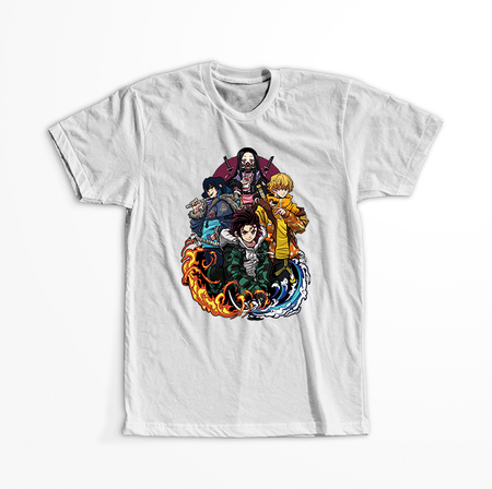 Koszulka Biała Demon Slayer / Kimetsu no Yaiba / Miecz zabójcy demonów - WYBIERZ KOLOR KOSZULKI I FASON