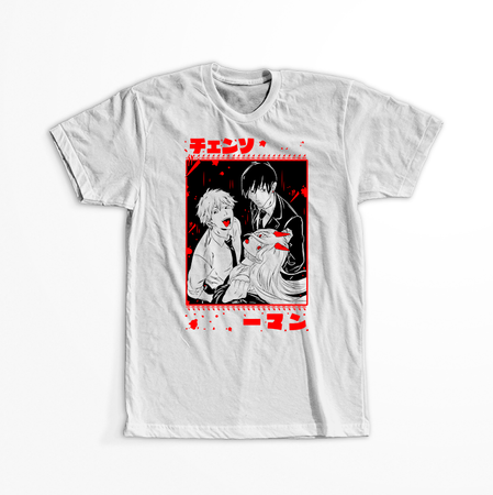 Koszulka Biała Chainsaw Man WYBIERZ KOLOR KOSZULKI I FASON