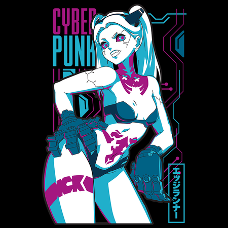 Koszulka Czarna Cyberpunk Edgerunners - WYBIERZ KOLOR KOSZULKI I FASON