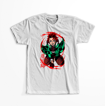 Koszulka Biała Demon Slayer / Kimetsu no Yaiba / Miecz zabójcy demonów - WYBIERZ KOLOR KOSZULKI I FASON