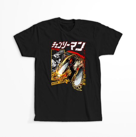 Koszulka Czarna Chainsaw Man WYBIERZ KOLOR KOSZULKI I FASON