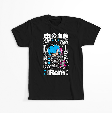 Koszulka Czarna Re:Zero - WYBIERZ KOLOR KOSZULKI I FASON