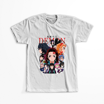 Koszulka Biała Demon Slayer / Kimetsu no Yaiba / Miecz zabójcy demonów - WYBIERZ KOLOR KOSZULKI I FASON