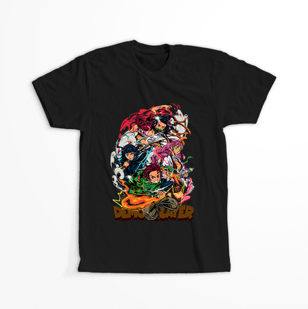 Koszulka Czarna Demon Slayer / Kimetsu no Yaiba / Miecz zabójcy demonów - WYBIERZ KOLOR KOSZULKI I FASON