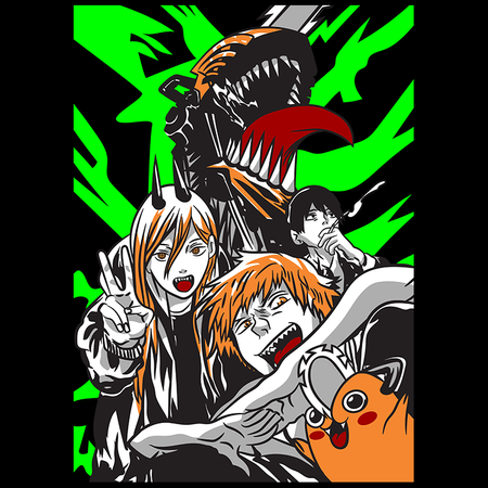 Koszulka Czarna Chainsaw Man WYBIERZ KOLOR KOSZULKI I FASON