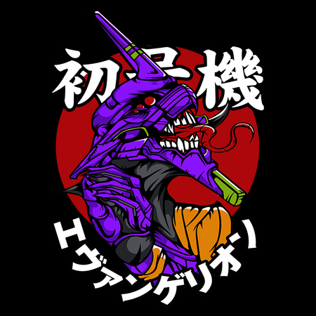 Koszulka Czarna Neon Genesis Evangelion - WYBIERZ KOLOR KOSZULKI I FASON