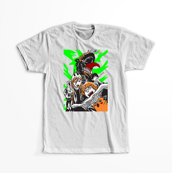 Koszulka Biała Chainsaw Man WYBIERZ KOLOR KOSZULKI I FASON