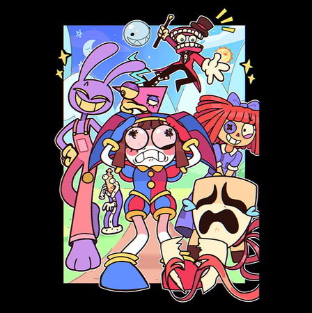 Koszulka Czarna The Amazing Digital Circus / Obłędny Cyfrowy Cyrk - WYBIERZ KOLOR KOSZULKI I FASON