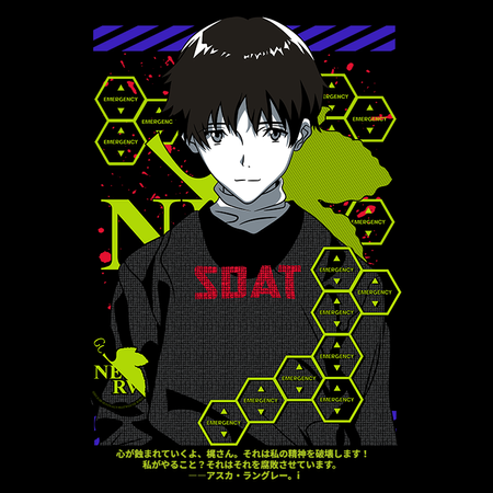 Koszulka Czarna Neon Genesis Evangelion - WYBIERZ KOLOR KOSZULKI I FASON