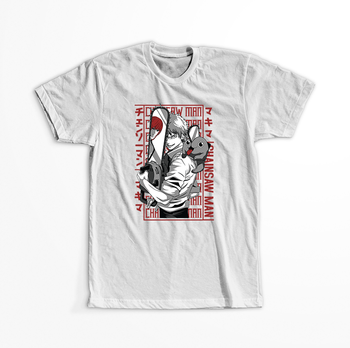 Koszulka Biała Chainsaw Man WYBIERZ KOLOR KOSZULKI I FASON