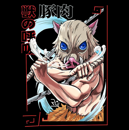 Koszulka Czarna Demon Slayer / Kimetsu no Yaiba / Miecz zabójcy demonów - WYBIERZ KOLOR KOSZULKI I FASON