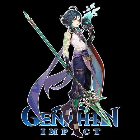 Koszulka Czarna Genshin Impact - Xiao - WYBIERZ KOLOR KOSZULKI I FASON