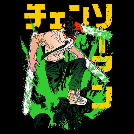 Koszulka Biała  Chainsaw Man WYBIERZ KOLOR KOSZULKI I FASON