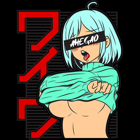 Koszulka Czarna - Hentai Ahegao Girl - WYBIERZ KOLOR KOSZULKI I FASON