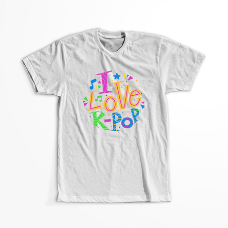 Koszulka Biała I Love K-Pop - WYBIERZ KOLOR KOSZULKI I FASON