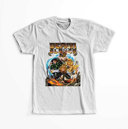 Koszulka Biała Demon Slayer / Kimetsu no Yaiba / Miecz zabójcy demonów - WYBIERZ KOLOR KOSZULKI I FASON