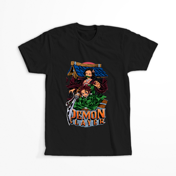 Koszulka Czarna Demon Slayer / Kimetsu no Yaiba / Miecz zabójcy demonów - WYBIERZ KOLOR KOSZULKI I FASON
