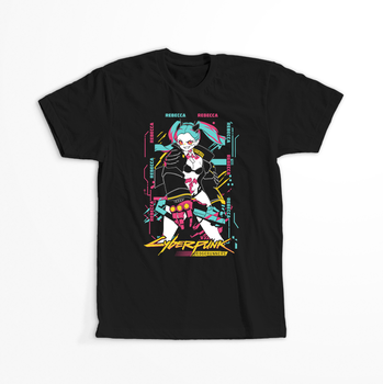 Koszulka Czarna Cyberpunk Edgerunners - WYBIERZ KOLOR KOSZULKI I FASON