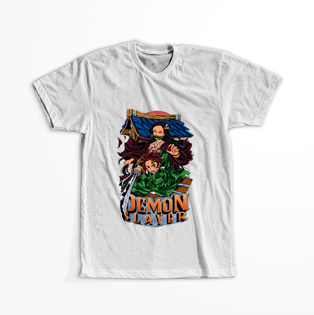 Koszulka Biała Demon Slayer / Kimetsu no Yaiba / Miecz zabójcy demonów - WYBIERZ KOLOR KOSZULKI I FASON