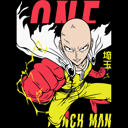 Koszulka Czarna One-Punch Man - WYBIERZ KOLOR KOSZULKI I FASON