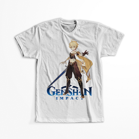 Koszulka Biała Genshin Impact - Aether Traveler - WYBIERZ KOLOR KOSZULKI I FASON