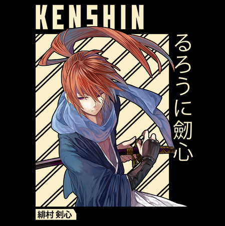 Koszulka Czarna Rurouni Kenshin WYBIERZ KOLOR KOSZULKI I FASON