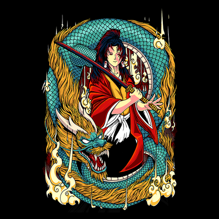 Koszulka Czarna Demon Slayer / Kimetsu no Yaiba / Miecz zabójcy demonów - WYBIERZ KOLOR KOSZULKI I FASON