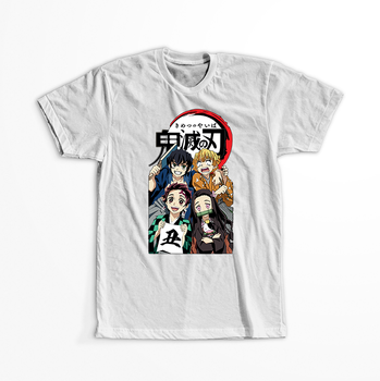 Koszulka Biała Demon Slayer / Kimetsu no Yaiba / Miecz zabójcy demonów - WYBIERZ KOLOR KOSZULKI I FASON