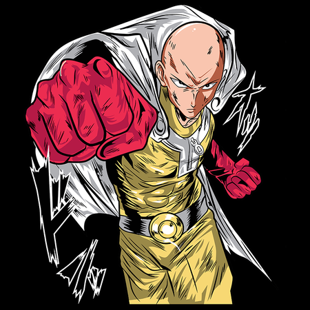 Koszulka Czarna One-Punch Man - WYBIERZ KOLOR KOSZULKI I FASON