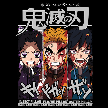 Koszulka Czarna Demon Slayer / Kimetsu no Yaiba / Miecz zabójcy demonów - WYBIERZ KOLOR KOSZULKI I FASON