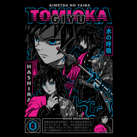 Koszulka Czarna Demon Slayer / Kimetsu no Yaiba / Miecz zabójcy demonów - WYBIERZ KOLOR KOSZULKI I FASON