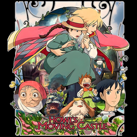 Koszulka Czarna - Howl's Moving Castle - WYBIERZ KOLOR KOSZULKI I FASON