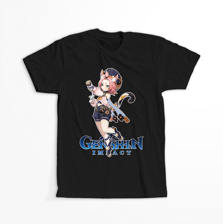 Koszulka Czarna Genshin Impact - Diona - WYBIERZ KOLOR KOSZULKI I FASON