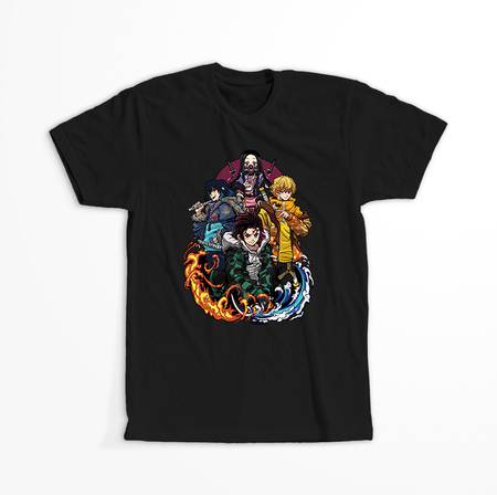Koszulka Czarna Demon Slayer / Kimetsu no Yaiba / Miecz zabójcy demonów - WYBIERZ KOLOR KOSZULKI I FASON