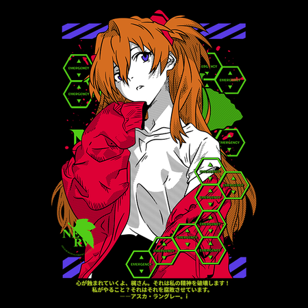 Koszulka Biała Neon Genesis Evangelion - WYBIERZ KOLOR KOSZULKI I FASON