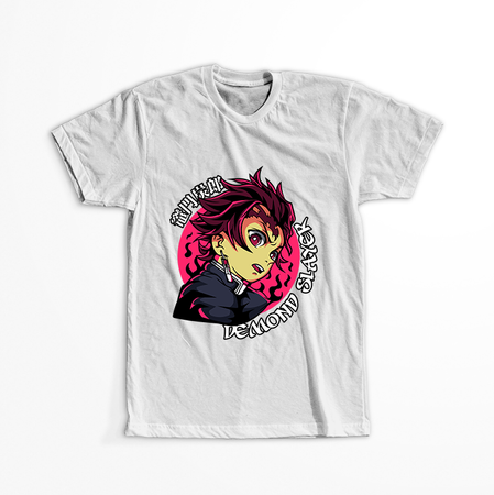 Koszulka Biała Demon Slayer / Kimetsu no Yaiba / Miecz zabójcy demonów - WYBIERZ KOLOR KOSZULKI I FASON