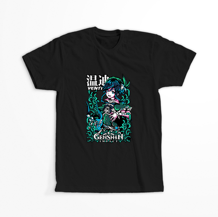 Koszulka Czarna Genshin Impact - Venti - WYBIERZ KOLOR
