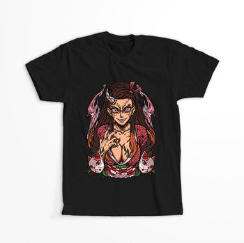 Koszulka Czarna Demon Slayer / Kimetsu no Yaiba / Miecz zabójcy demonów - WYBIERZ KOLOR KOSZULKI I FASON