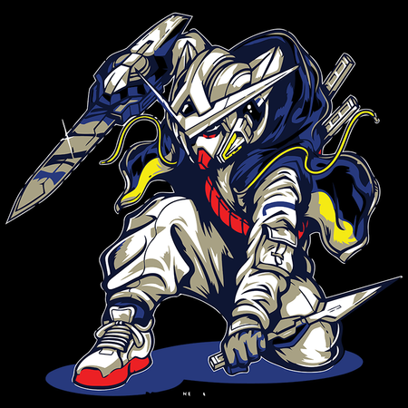 Koszulka Czarna Gundam - WYBIERZ KOLOR KOSZULKI I FASON