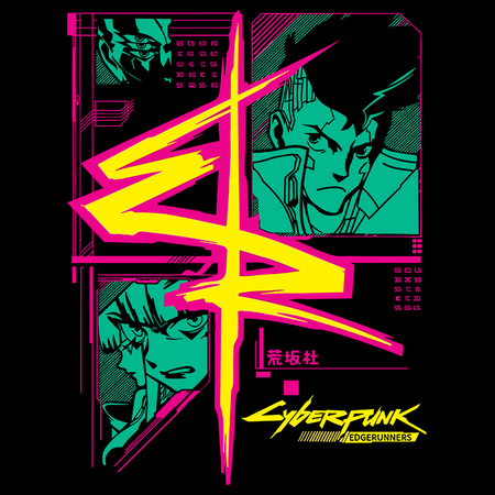 Koszulka Czarna Cyberpunk Edgerunners - WYBIERZ KOLOR KOSZULKI I FASON