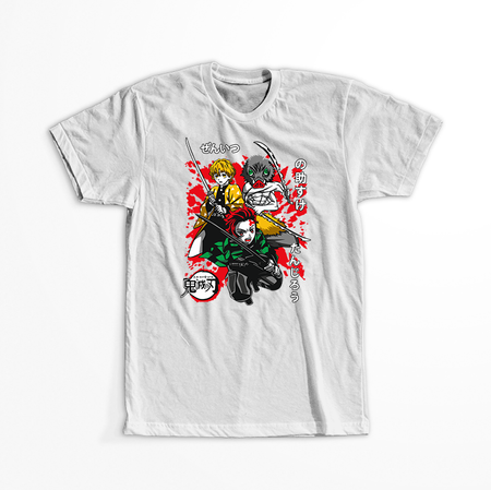 Koszulka Biała Demon Slayer / Kimetsu no Yaiba / Miecz zabójcy demonów - WYBIERZ KOLOR KOSZULKI I FASON
