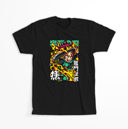 Koszulka Czarna Demon Slayer / Kimetsu no Yaiba / Miecz zabójcy demonów - WYBIERZ KOLOR KOSZULKI I FASON