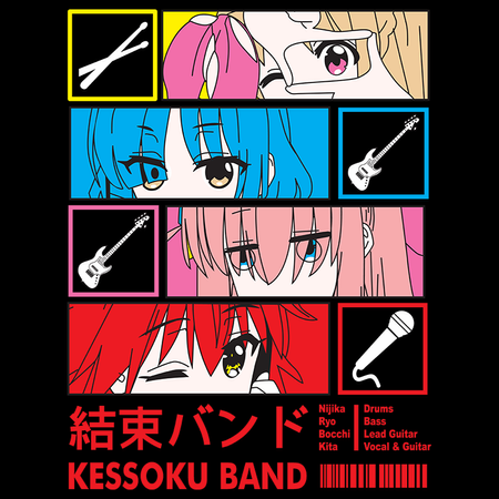 Koszulka Czarna Bocchi the Rock! - WYBIERZ KOLOR KOSZULKI I FASON