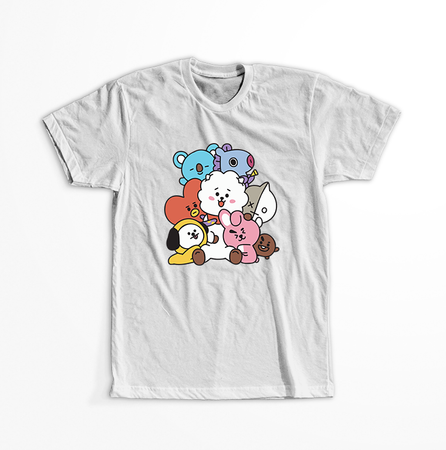 Koszulka Biała BTS - WYBIERZ KOLOR KOSZULKI I FASON