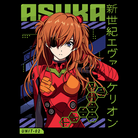 Koszulka Czarna Neon Genesis Evangelion - WYBIERZ KOLOR KOSZULKI I FASON