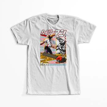 Koszulka Biała Chainsaw Man WYBIERZ KOLOR KOSZULKI I FASON