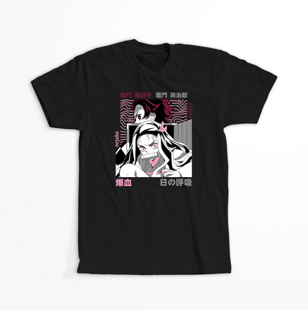 Koszulka Czarna Demon Slayer / Kimetsu no Yaiba / Miecz zabójcy demonów - WYBIERZ KOLOR KOSZULKI I FASON