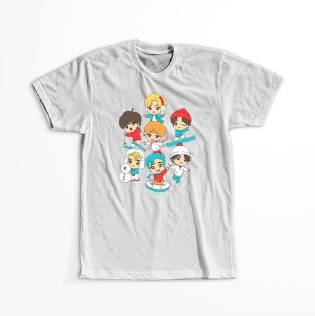 Koszulka Biała BTS - WYBIERZ KOLOR KOSZULKI I FASON